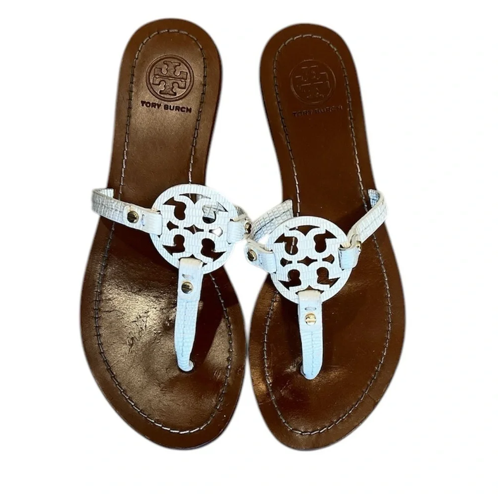Tory Burch Mini Miller Gabriel Flat Thong in Ivory Womens Size 6